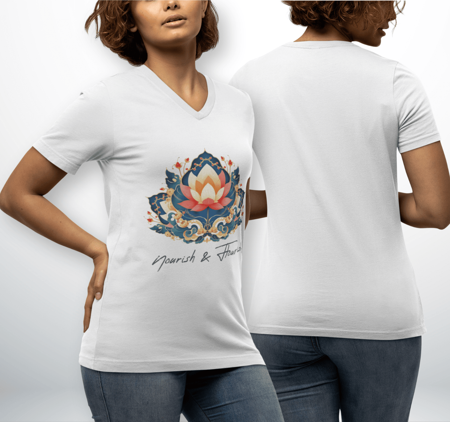 Arley Mandala V-neck T-shirt Yoga Wellness for Women