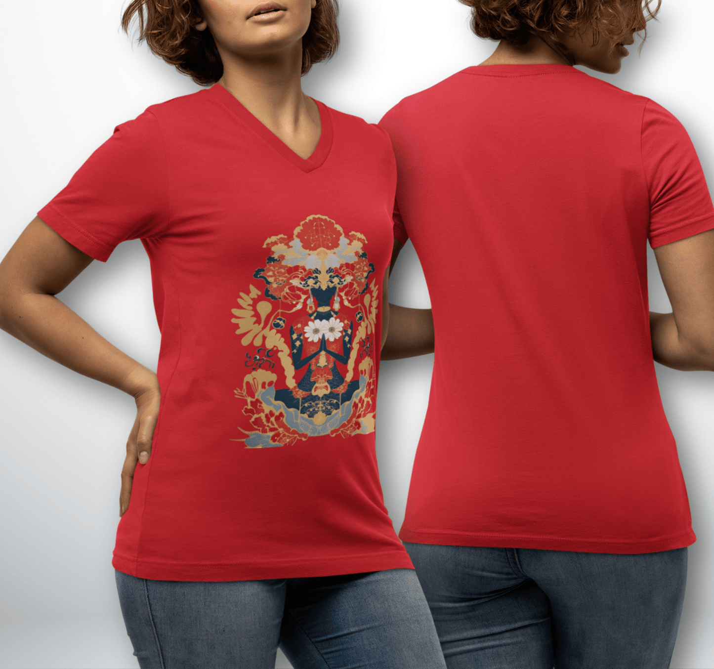 Audley Mandala V-neck T-shirt Yoga Wellness for Women