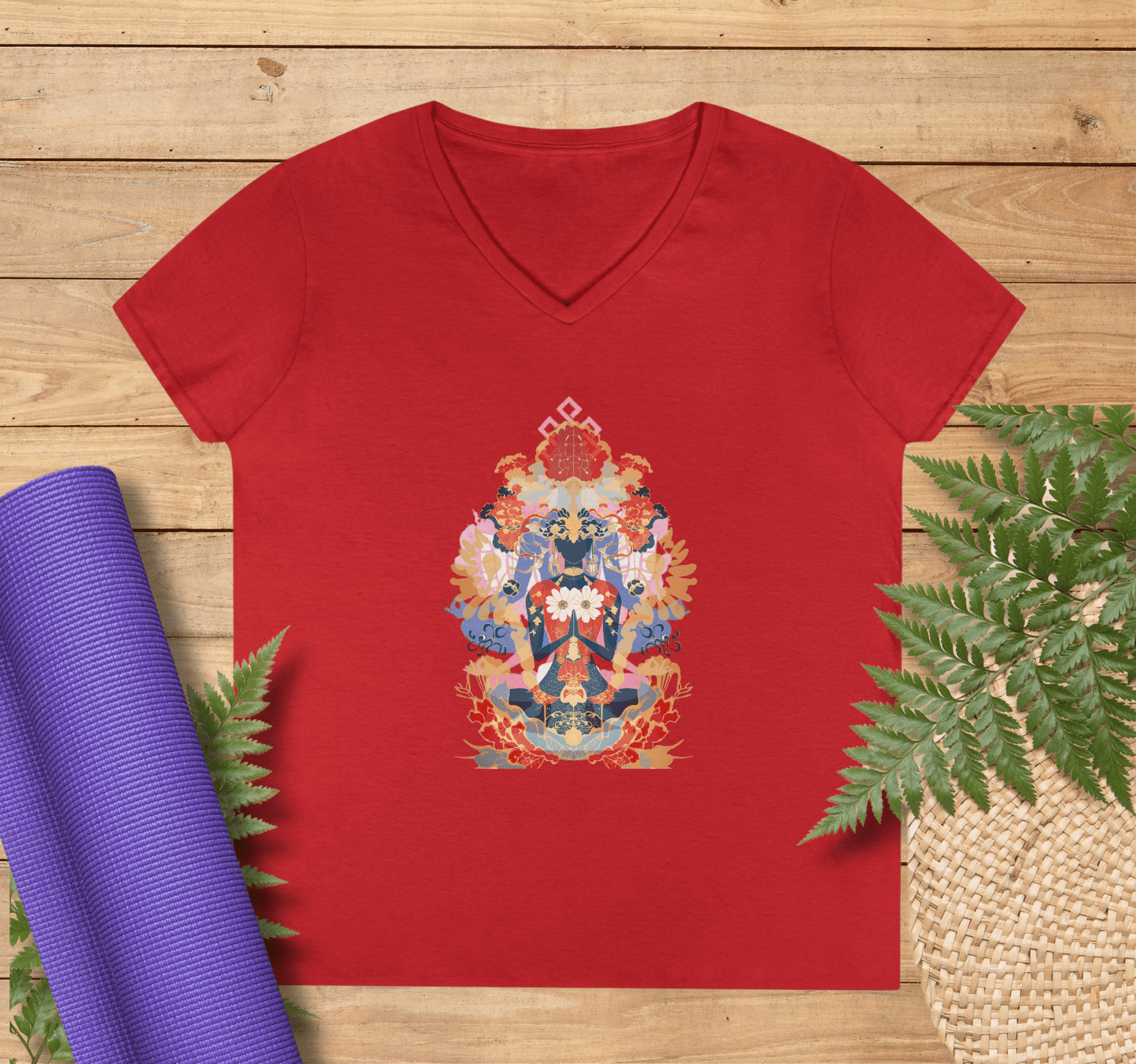 Audley Mandala V-neck T-shirt Yoga Wellness for Women