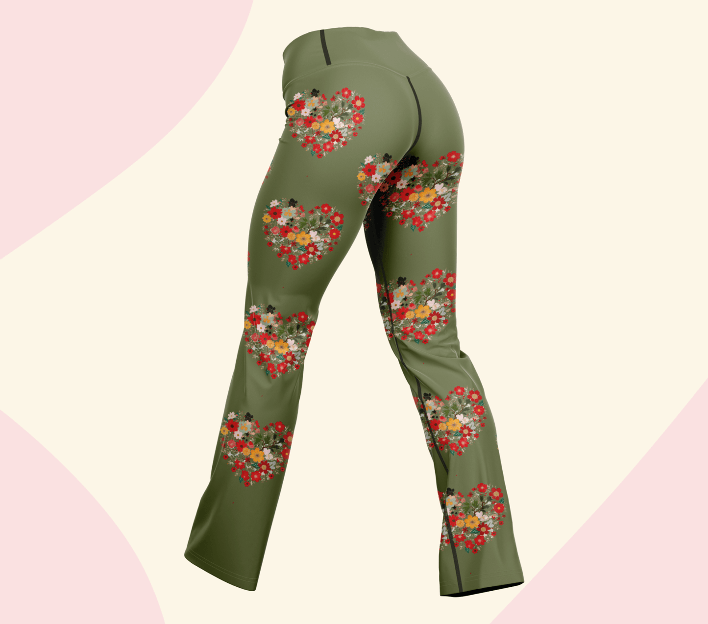Blu HeartBloom Flare Yoga Pants Leggings for Women
