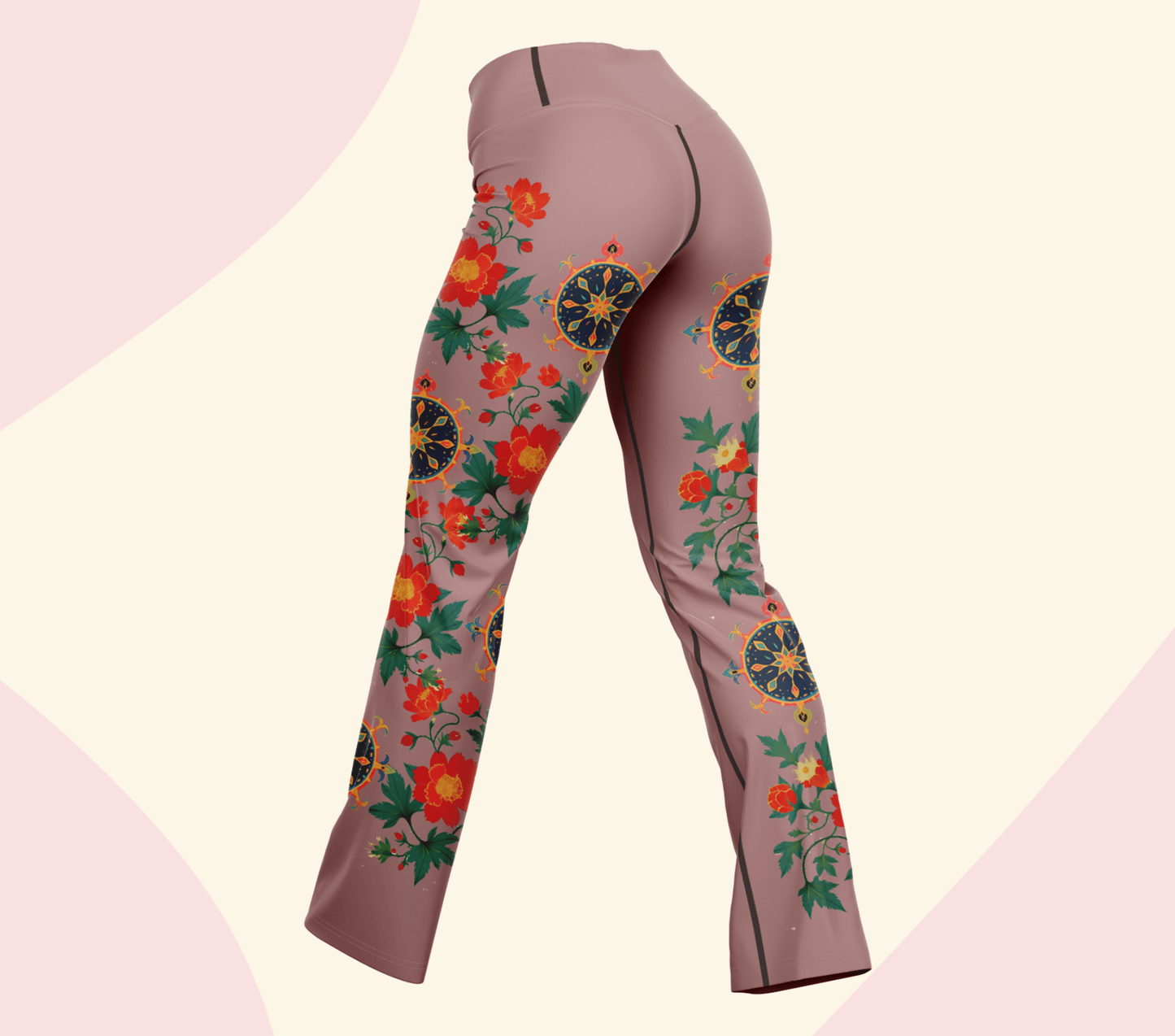 Atens Floral Flare Yoga Pants Leggings for Woman