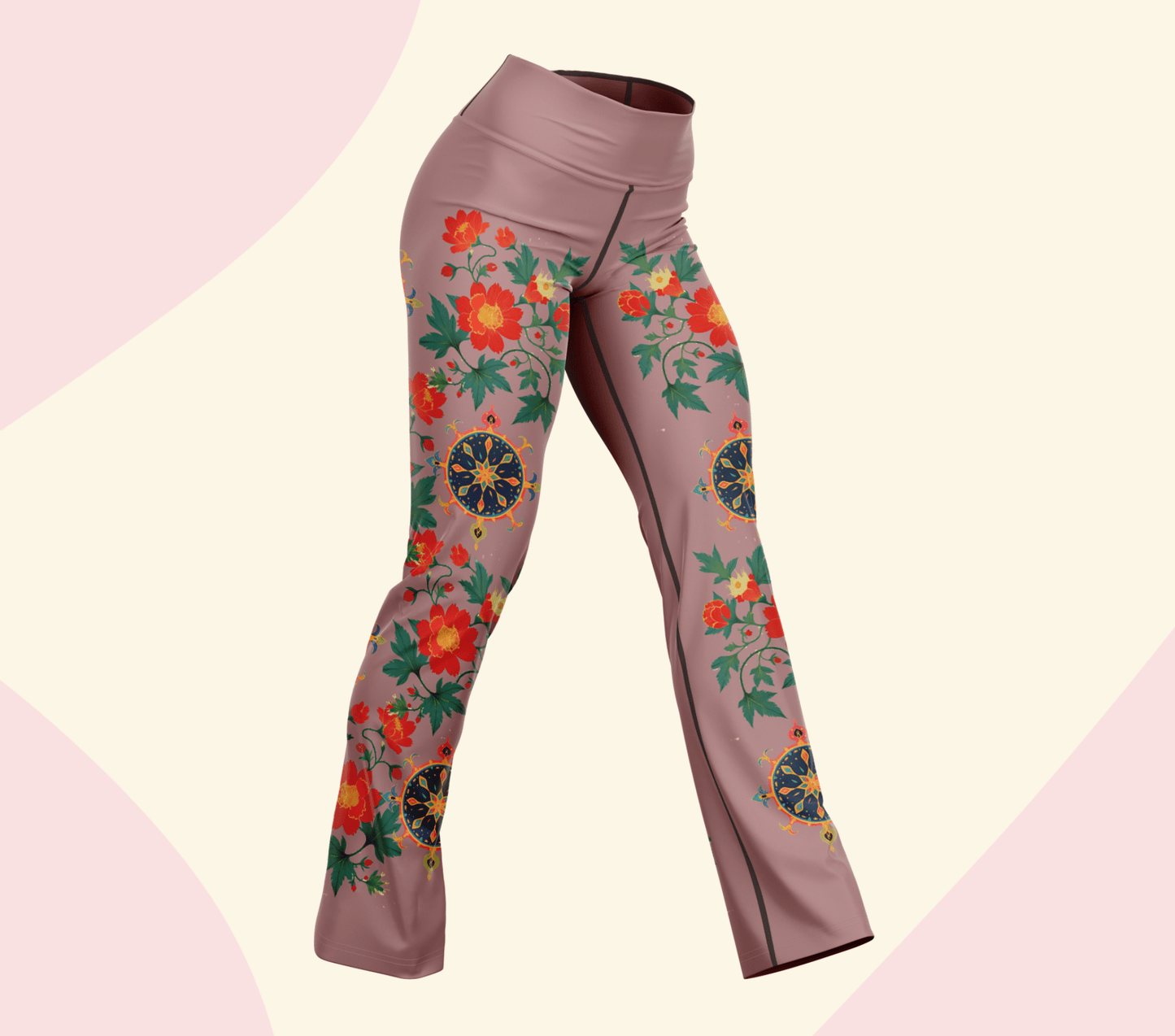 Atens Floral Flare Yoga Pants Leggings for Woman