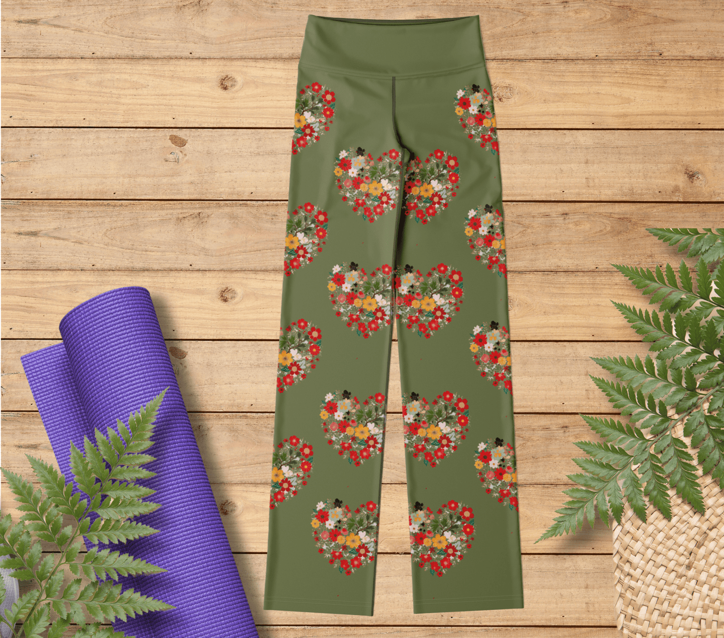 Blu HeartBloom Flare Yoga Pants Leggings for Women