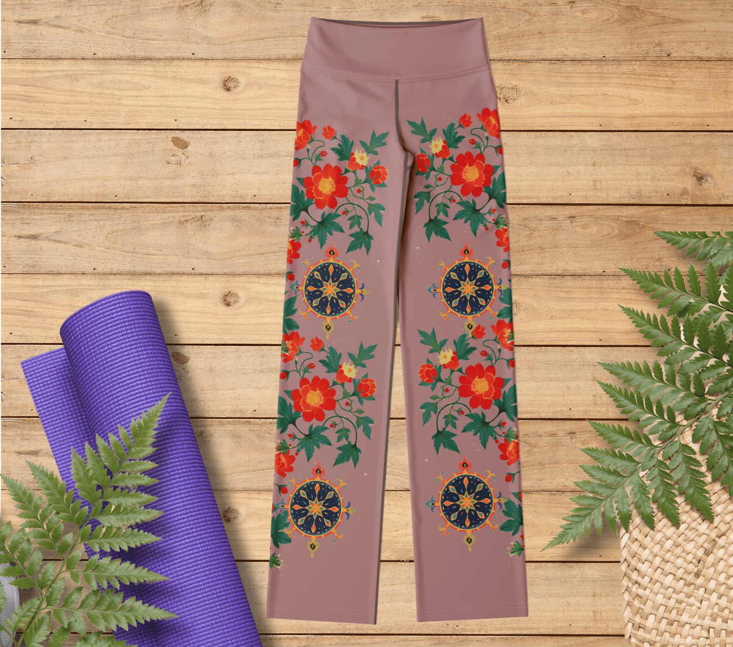 Atens Floral Flare Yoga Pants Leggings for Woman