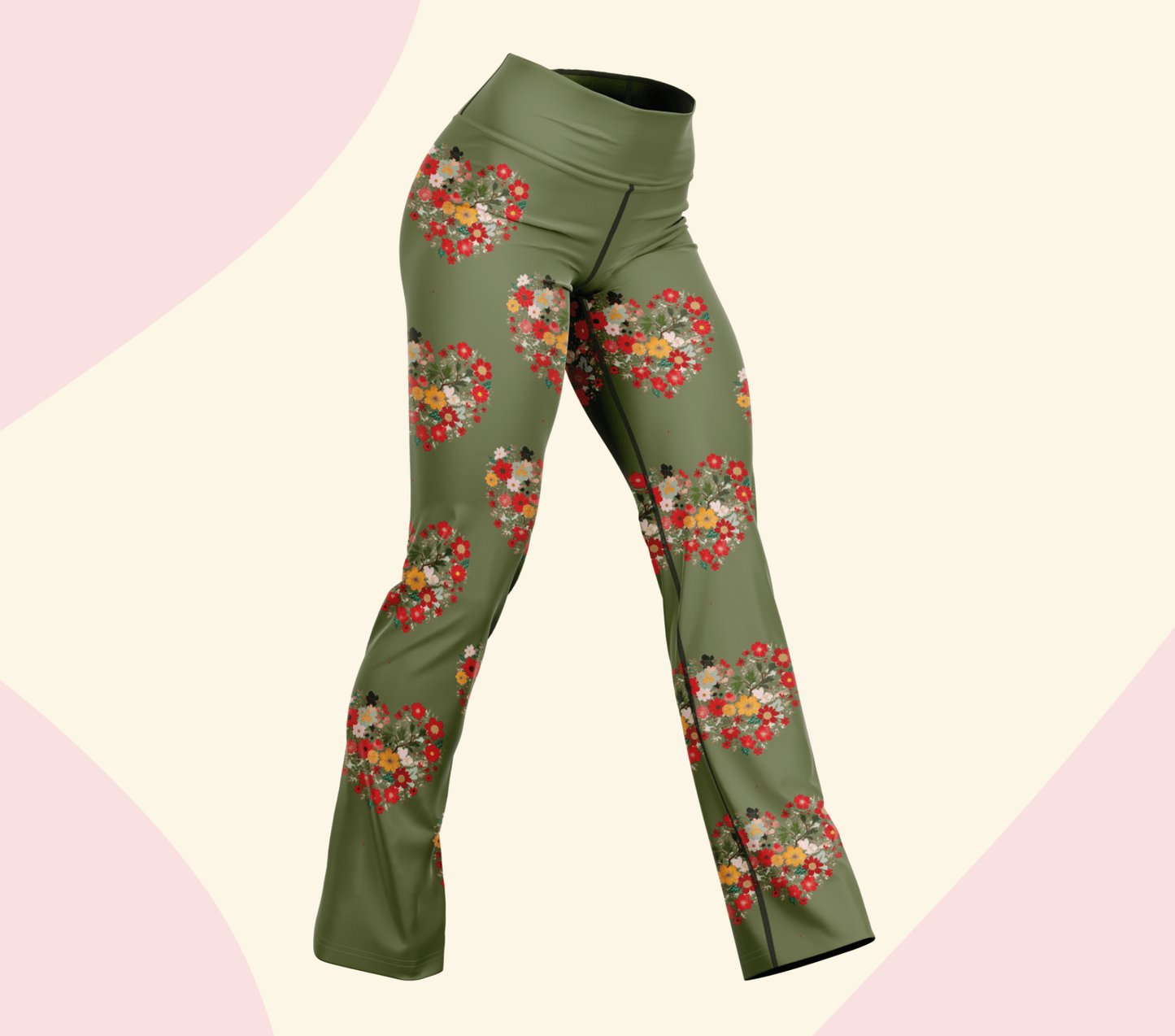 Blu HeartBloom Flare Yoga Pants Leggings for Women