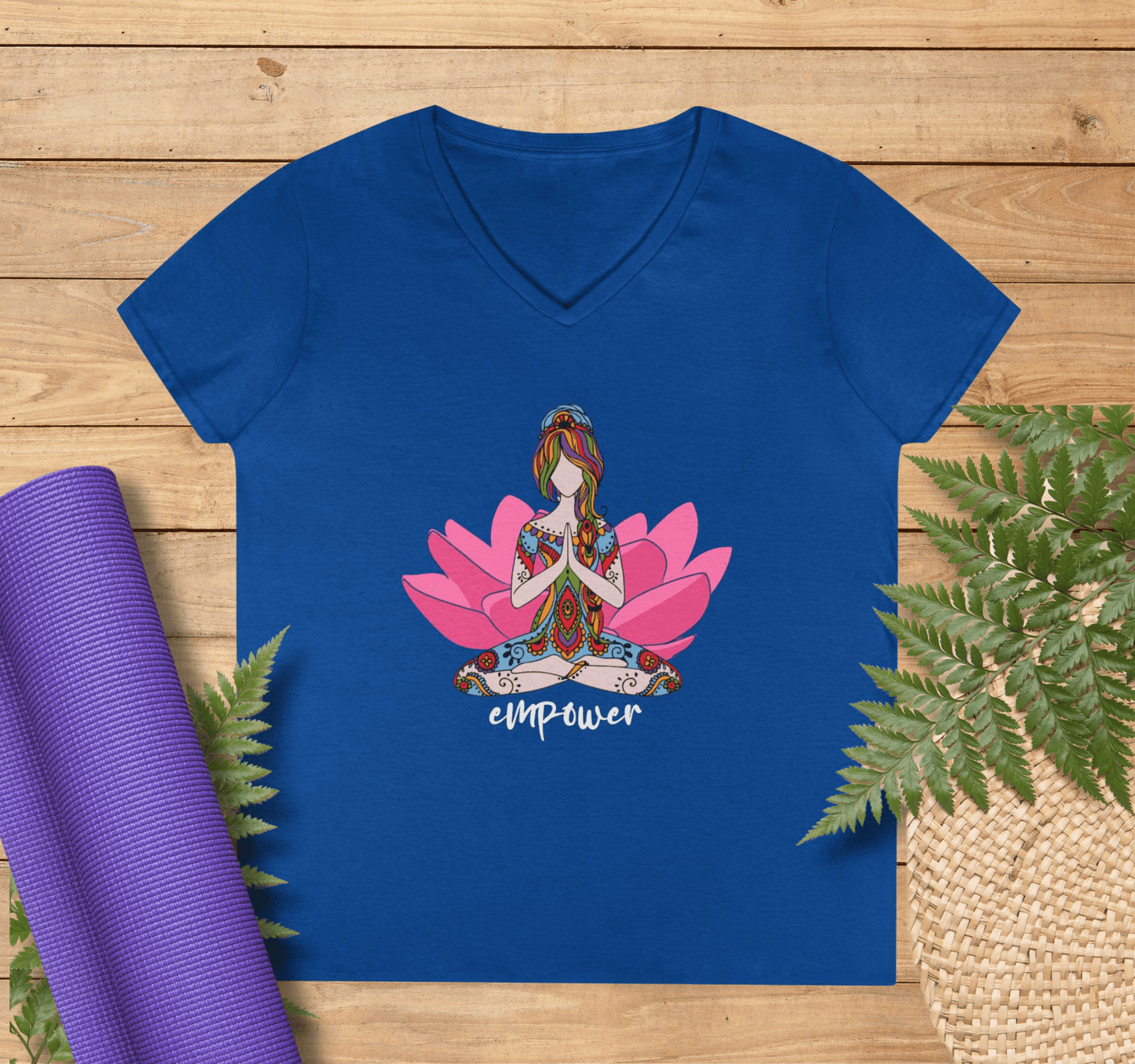 Empower Mandala V-neck T-shirt Yoga Wellness for Women