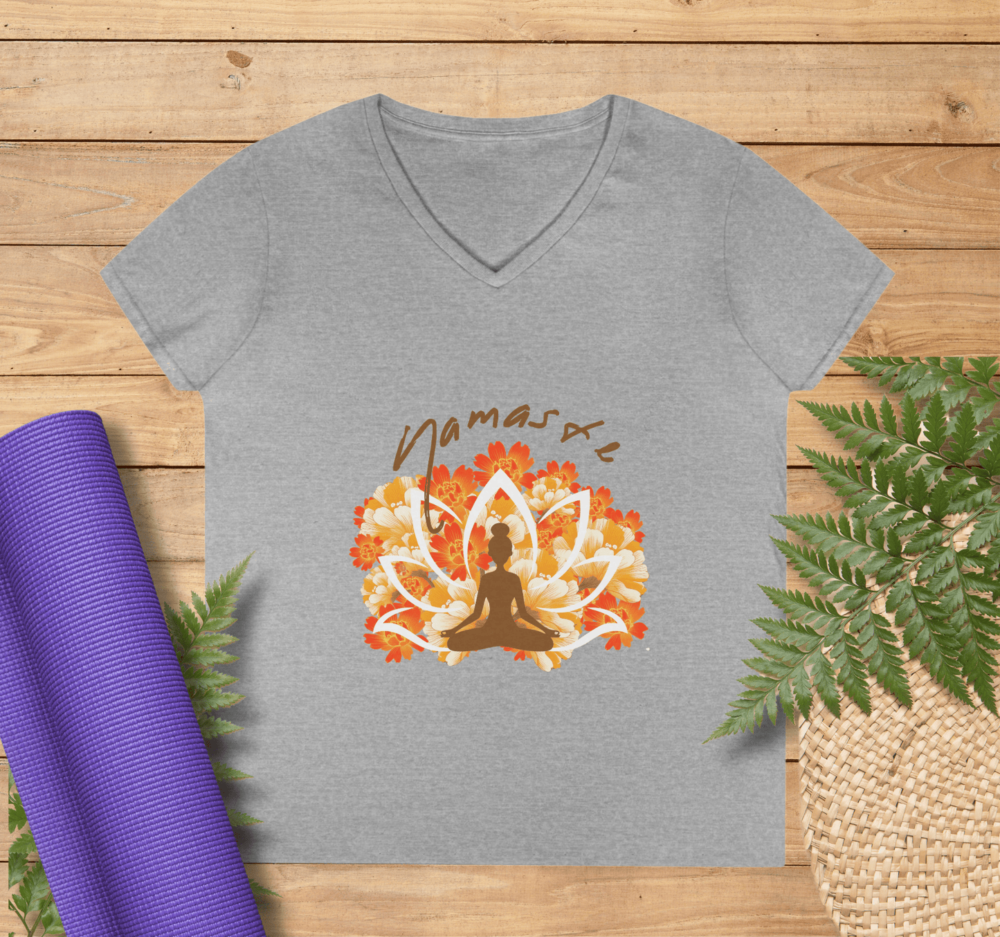 Lynx Namaste V-neck T-shirt Yoga Wellness for Women