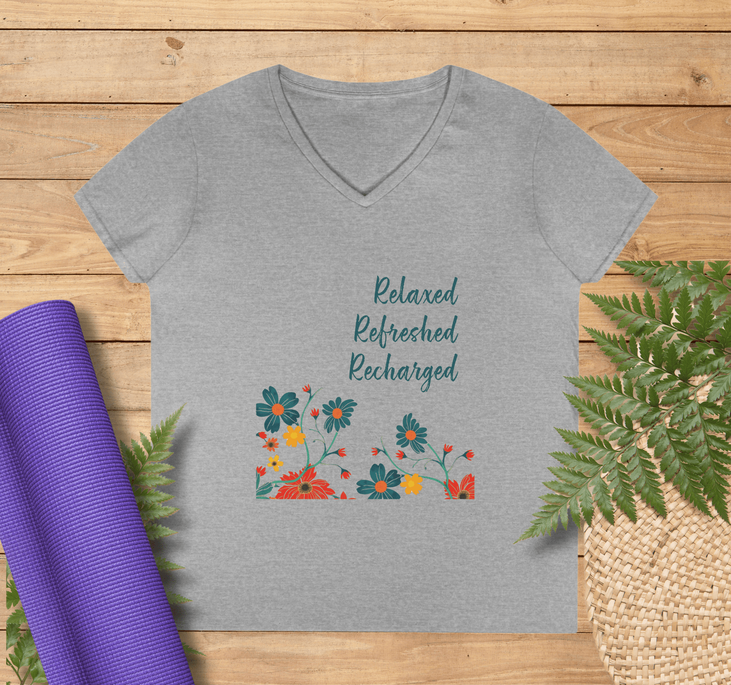 Daisy V-neck T-shirt Yoga Wellness for Women
