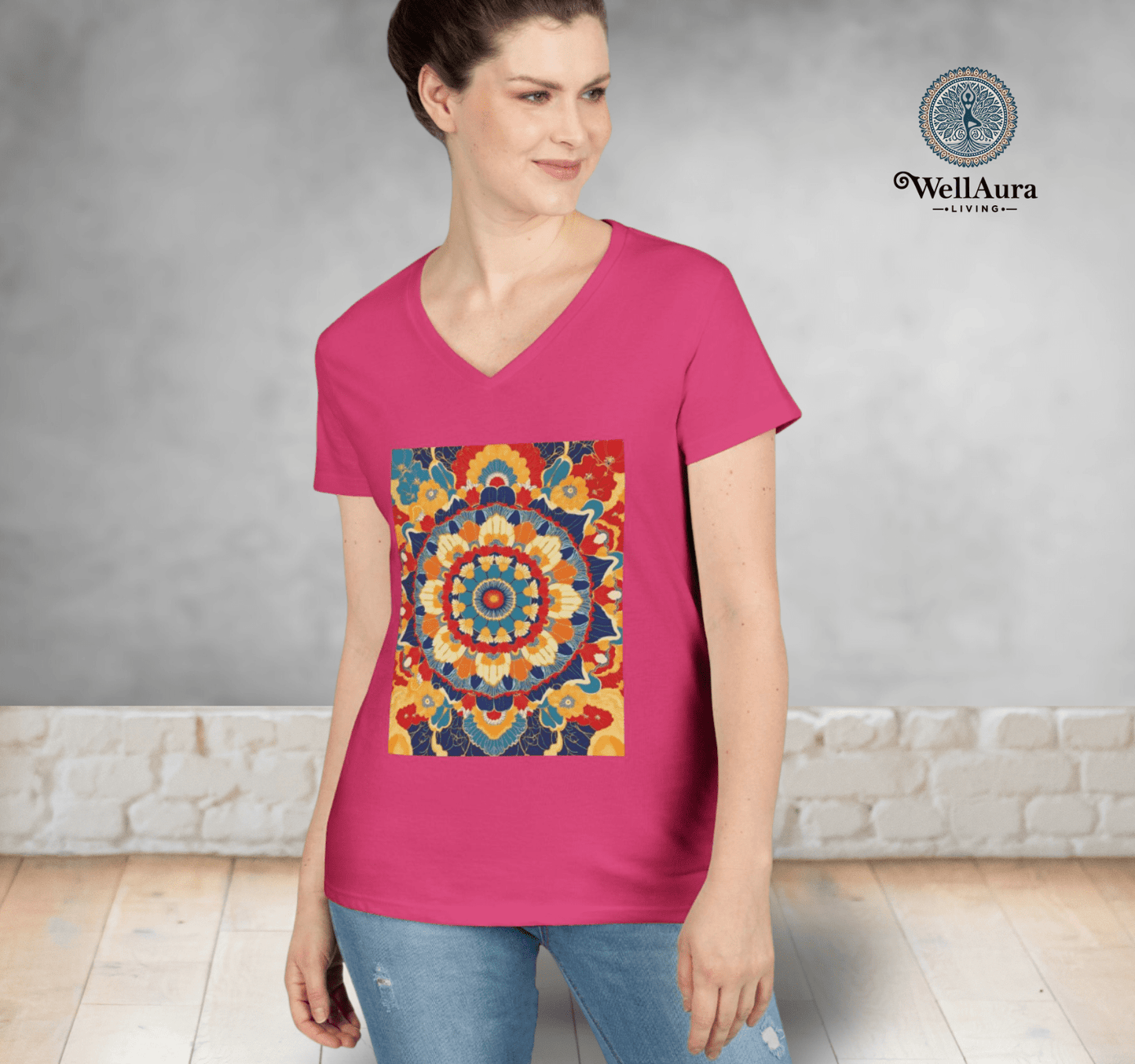 Briar Mandala V-neck T-shirt Yoga Wellness for Women