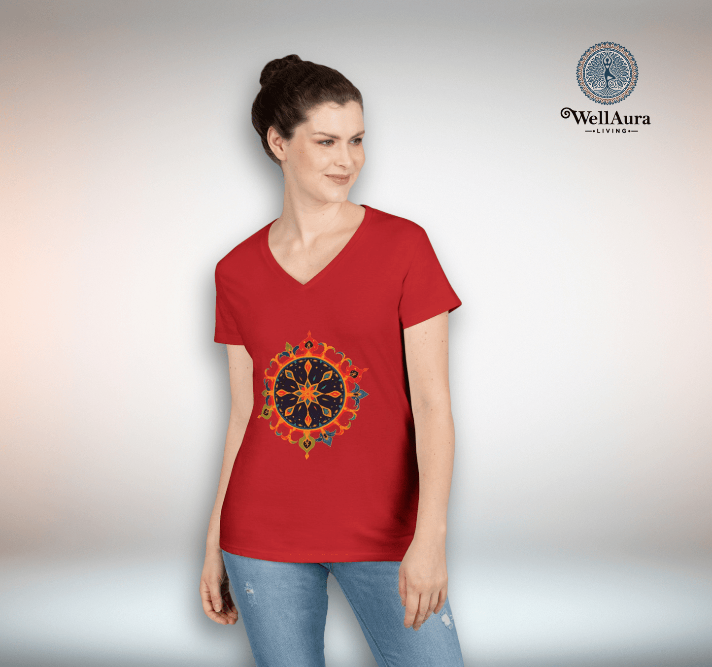 Ione Mandala V-neck T-shirt Yoga Wellness for Women