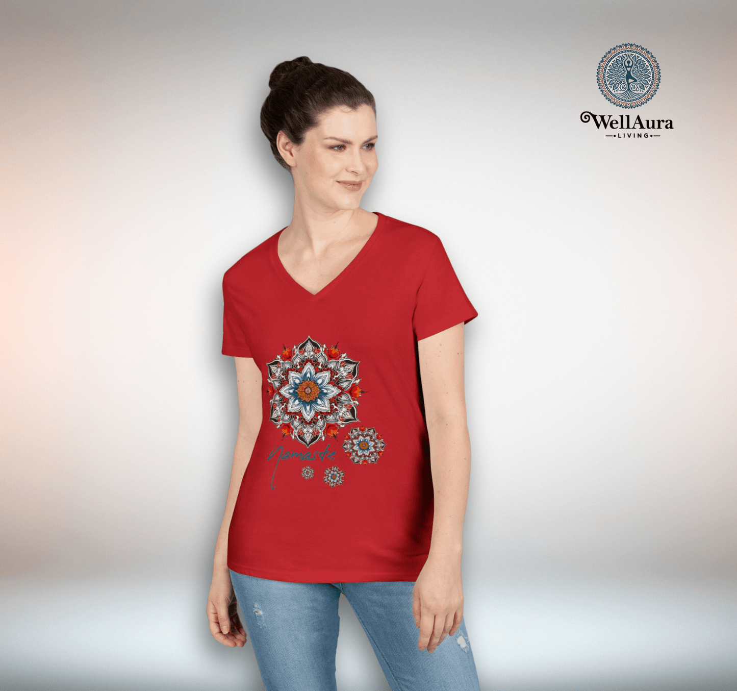 Arley Mandala V-neck T-shirt Yoga Wellness for Women