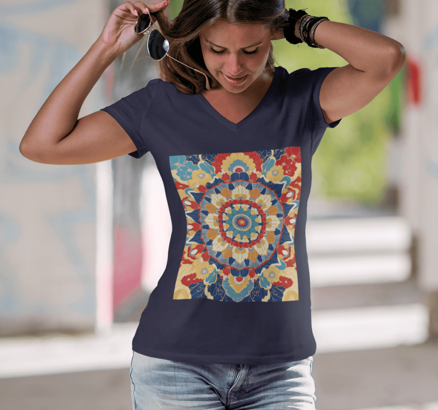 Briar Mandala V-neck T-shirt Yoga Wellness for Women