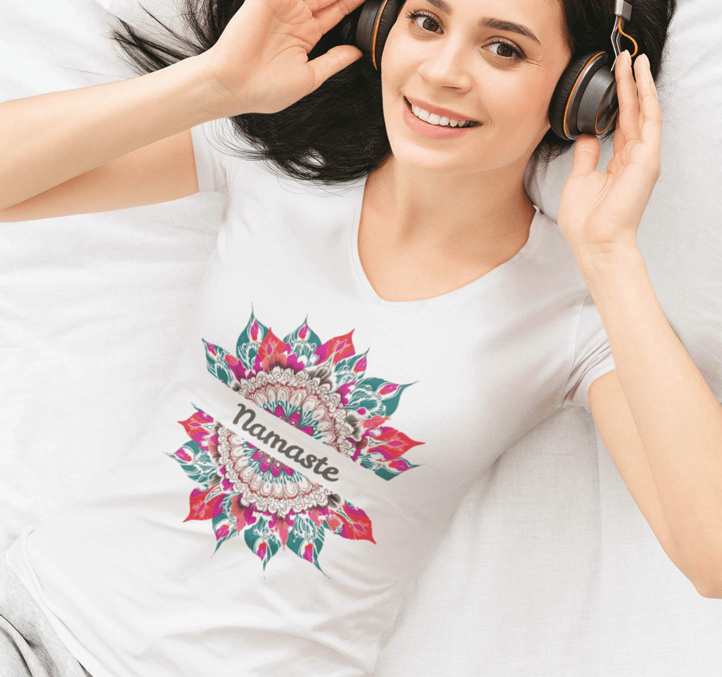 Kai Flower Mandala V-neck T-shirt Yoga Wellness for Women