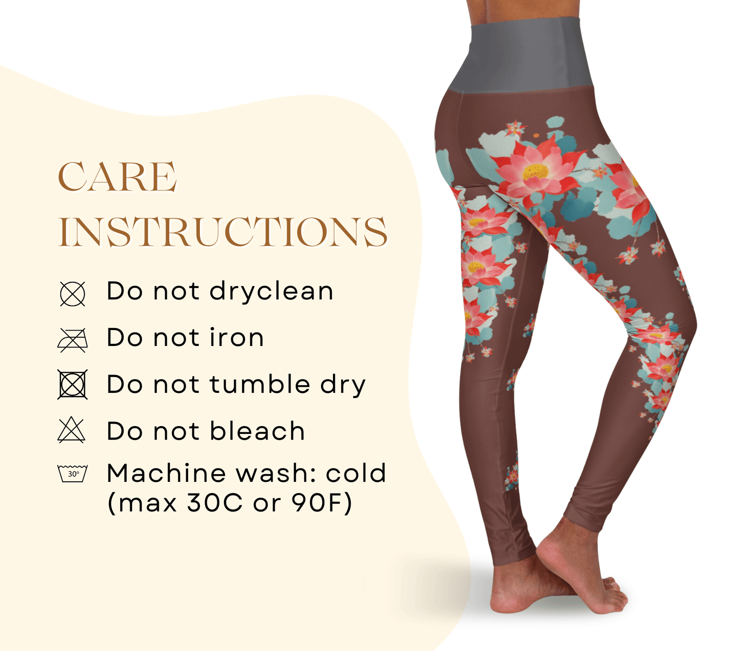 Rosette Floral Yoga Pants Leggings for Women
