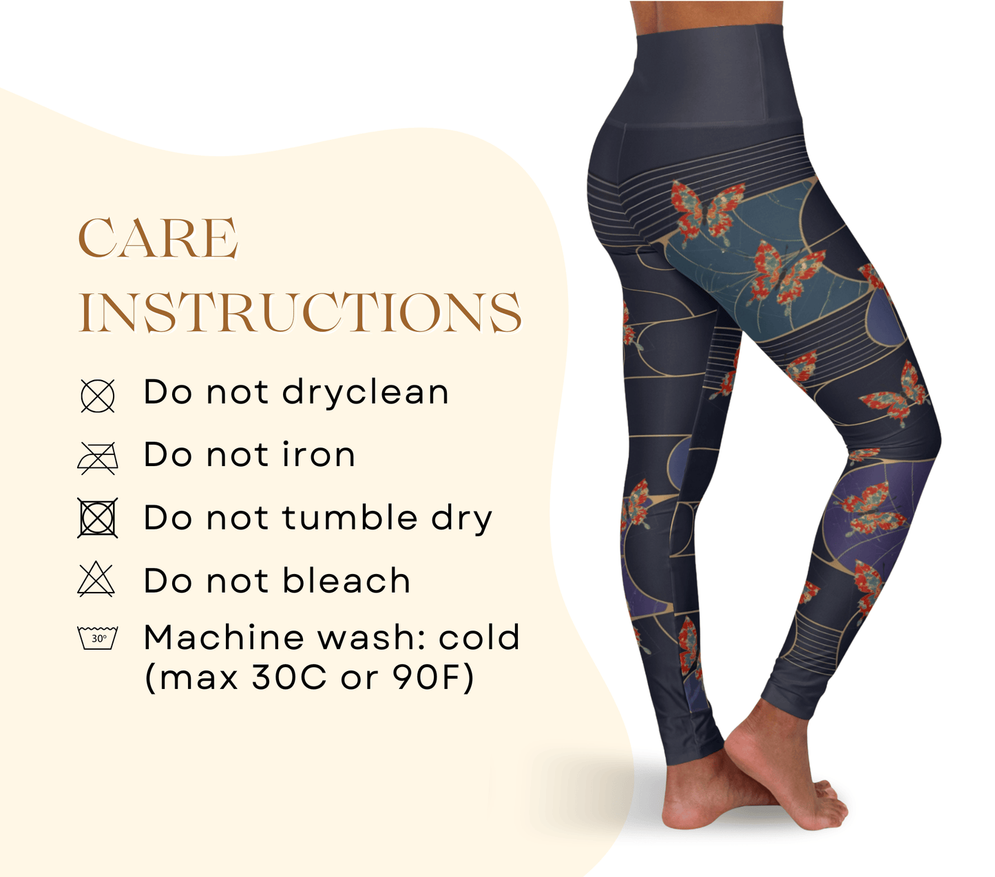 Brit Aelira Butterfly Leggings for Women Waist Stretch Fit Yoga Activewear