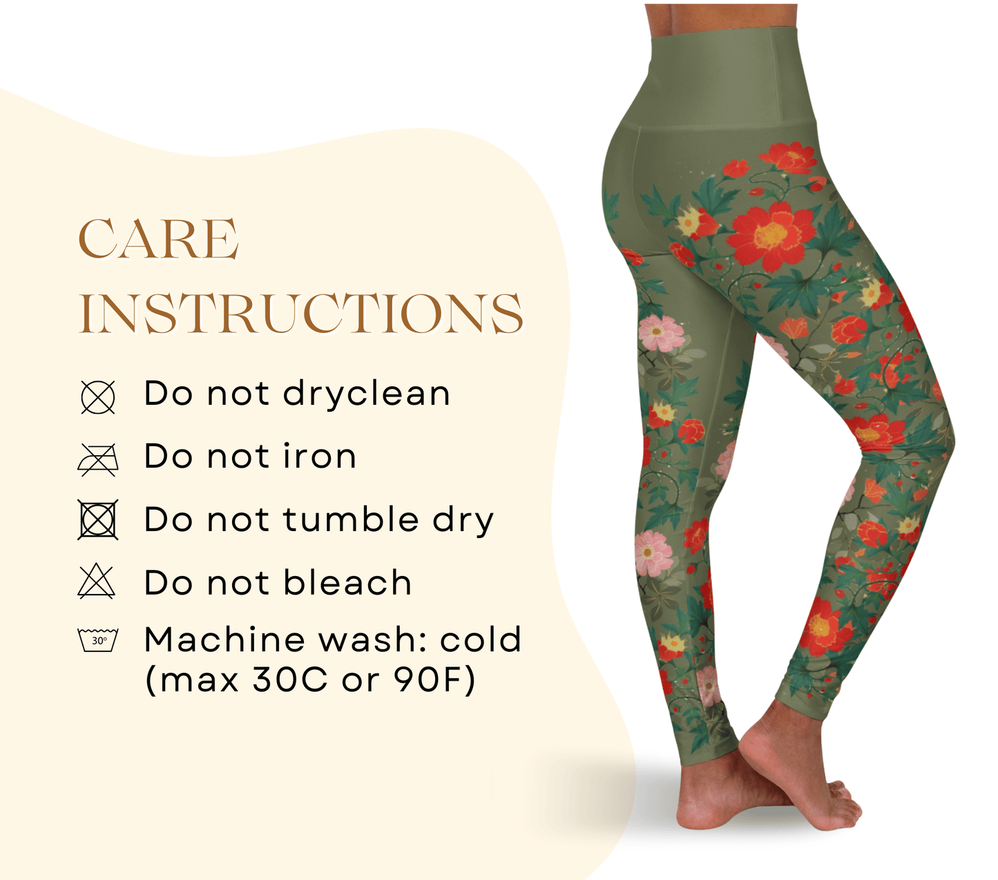 Misha Flower Leggings Stretch Waist Yoga Pants for Women