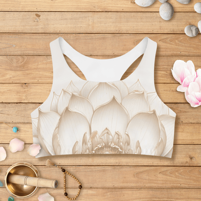 Cream Lotus Serenity Seamless Sports Bra