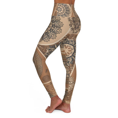 Cream Mandala Yoga Pants Leggings