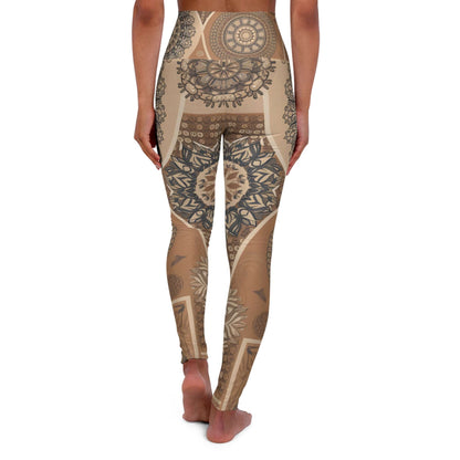 Cream Mandala Yoga Pants Leggings