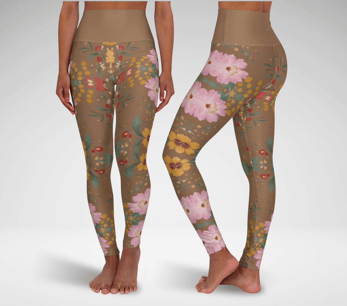 Lisari Floral Leggings for Women Waist Stretch Fit Yoga Activewear