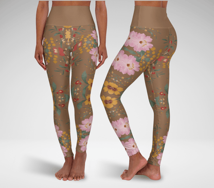 Lisari Floral Leggings for Women Waist Stretch Fit Yoga Activewear