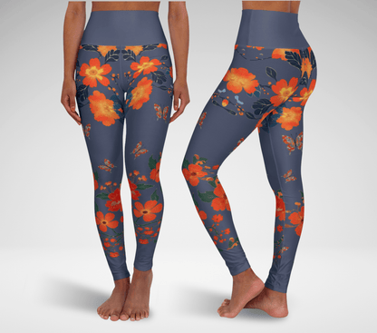 Opelia Floral Leggings for Women Waist Stretch Fit Yoga Activewear