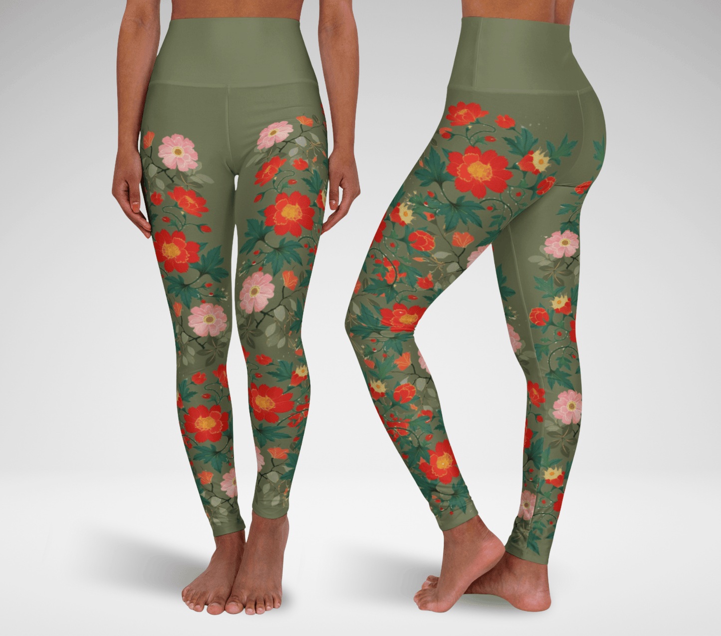 Misha Flower Leggings Stretch Waist Yoga Pants for Women
