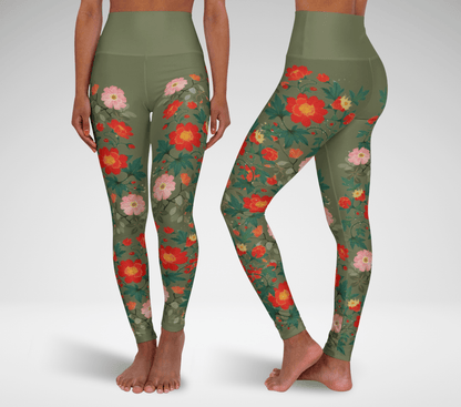 Misha Flower Leggings Stretch Waist Yoga Pants for Women