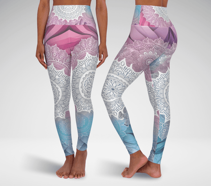 White Mandala Gradient Yoga Pants Leggings