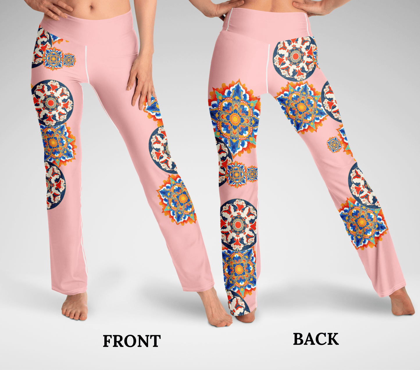 Ritsy Floral Mandala Flare Yoga Pants Leggings for Woman
