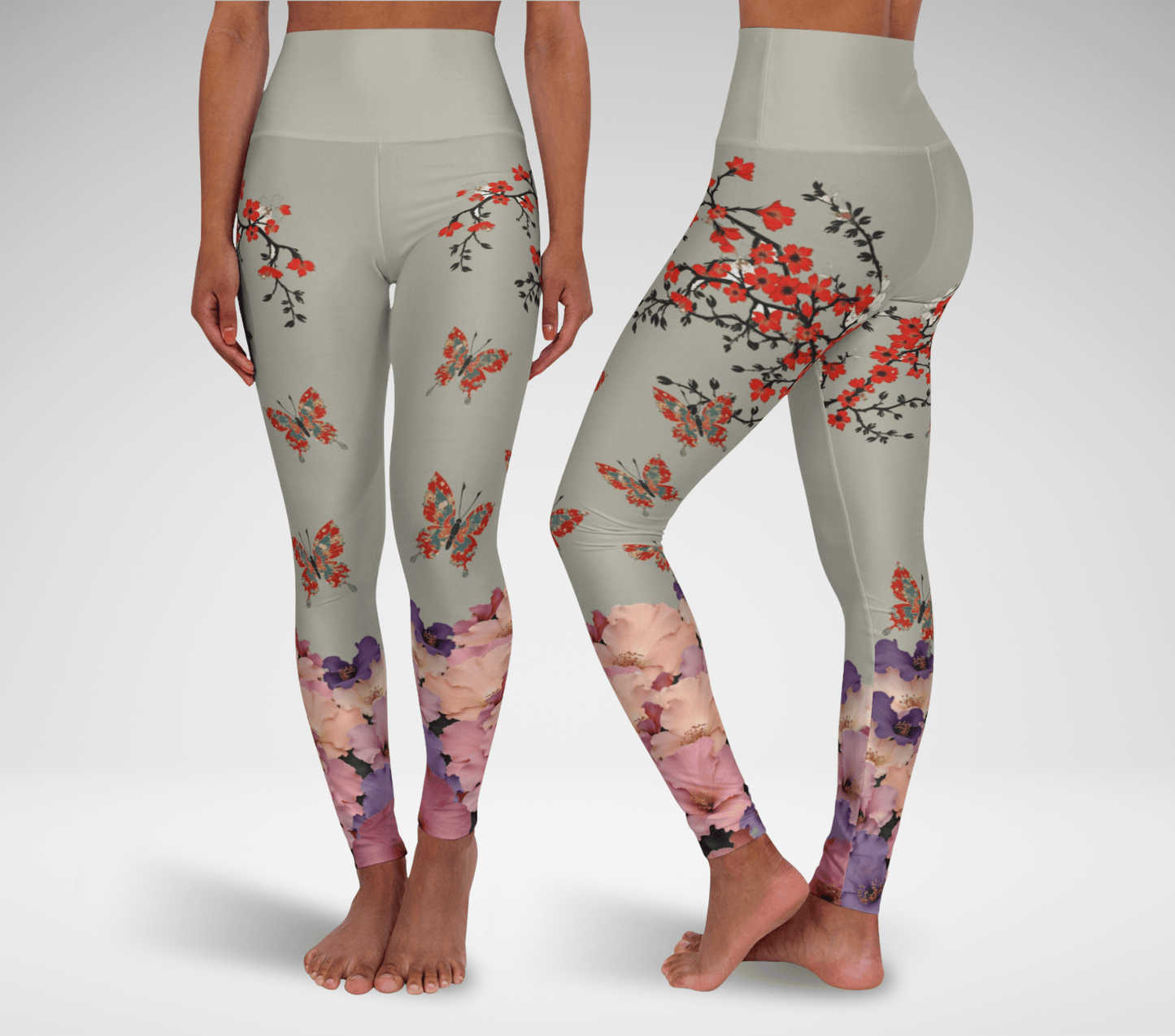 Oceana Butterfly Blossom Leggings Floral Yoga Pants WellAura Activewear