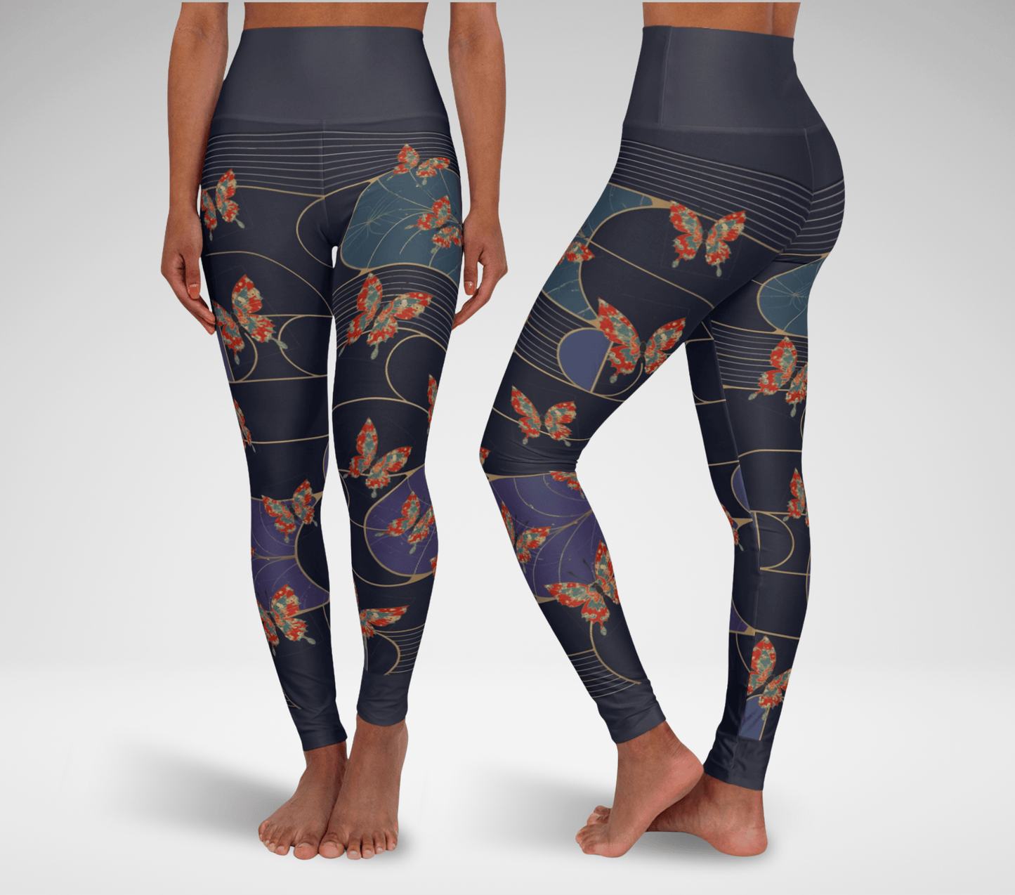 Brit Aelira Butterfly Leggings for Women Waist Stretch Fit Yoga Activewear