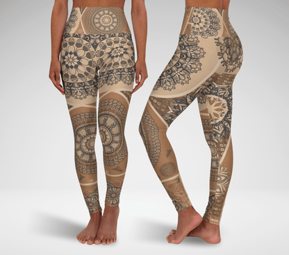 Cream Mandala Yoga Pants Leggings