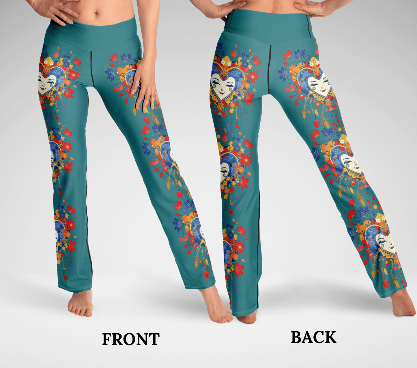 Einar Face Mandala Flare Yoga Pants Leggings for Women
