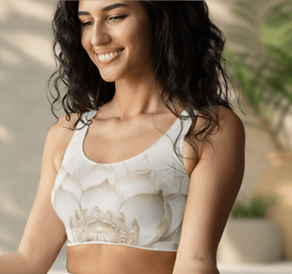 Cream Lotus Serenity Seamless Sports Bra