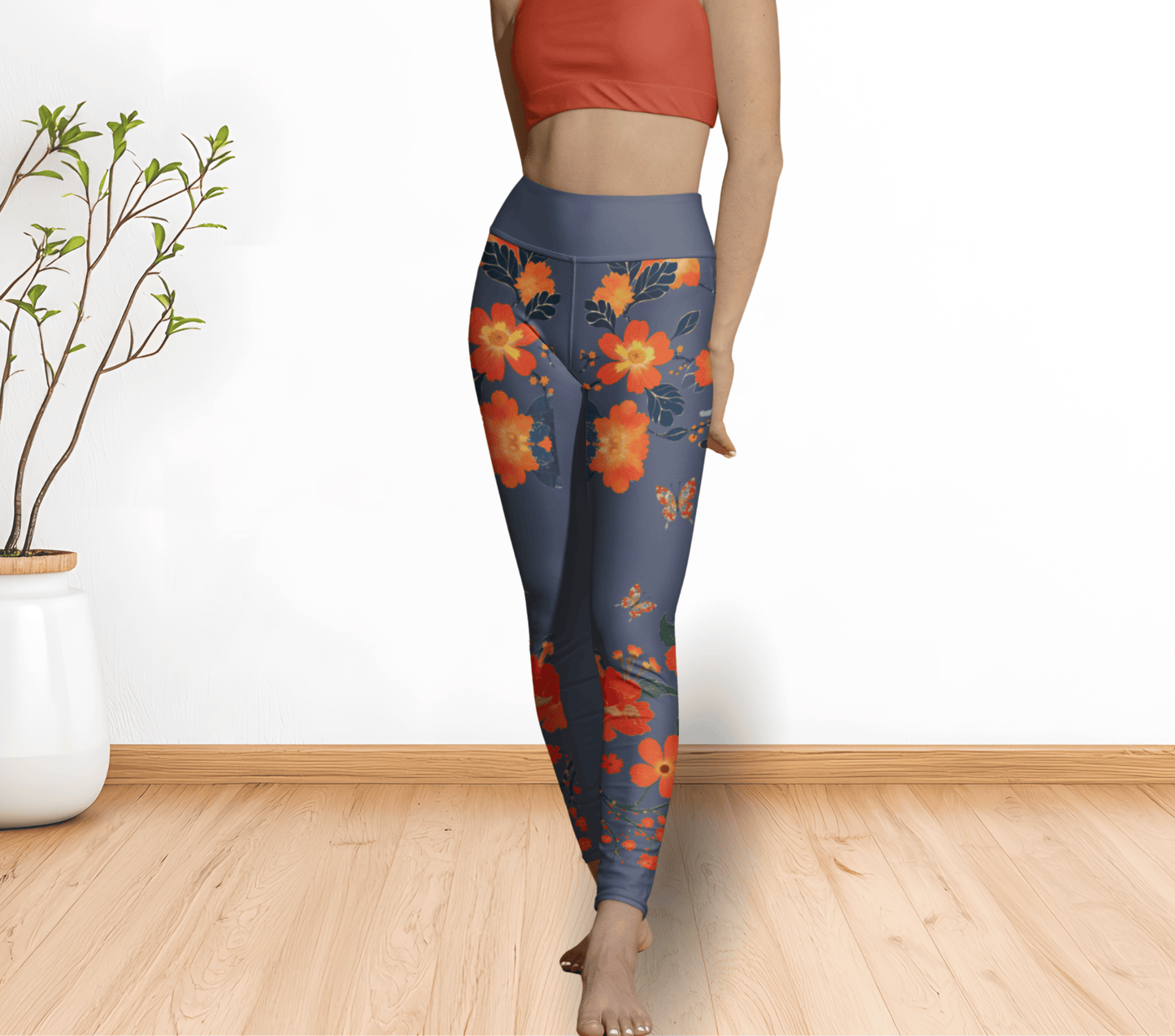 Opelia Floral Leggings for Women Waist Stretch Fit Yoga Activewear