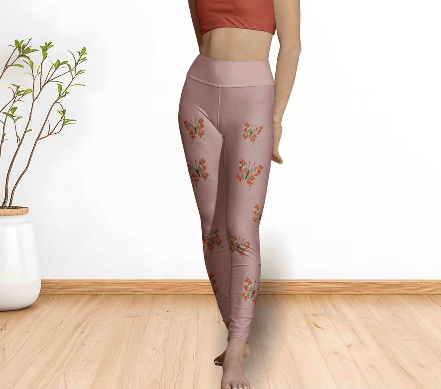 Kristlin Butterfly Leggings for Women Waist Stretch Fit Yoga Activewear