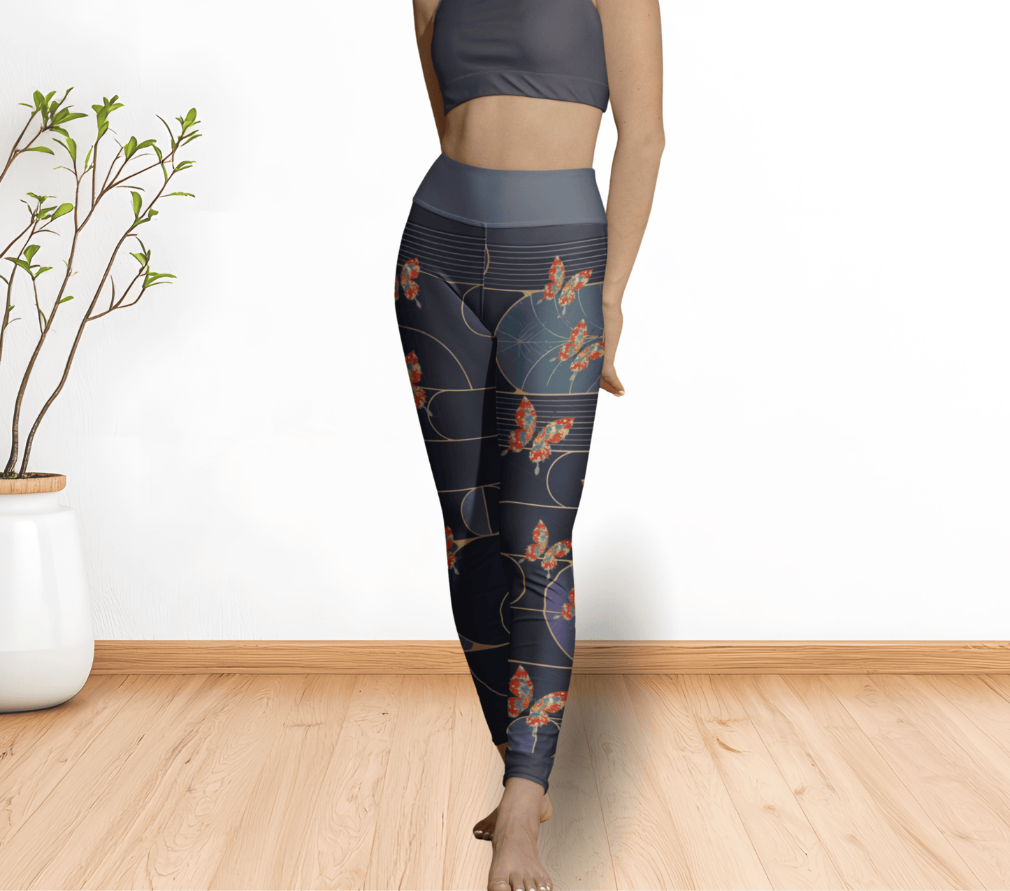 Brit Aelira Butterfly Leggings for Women Waist Stretch Fit Yoga Activewear
