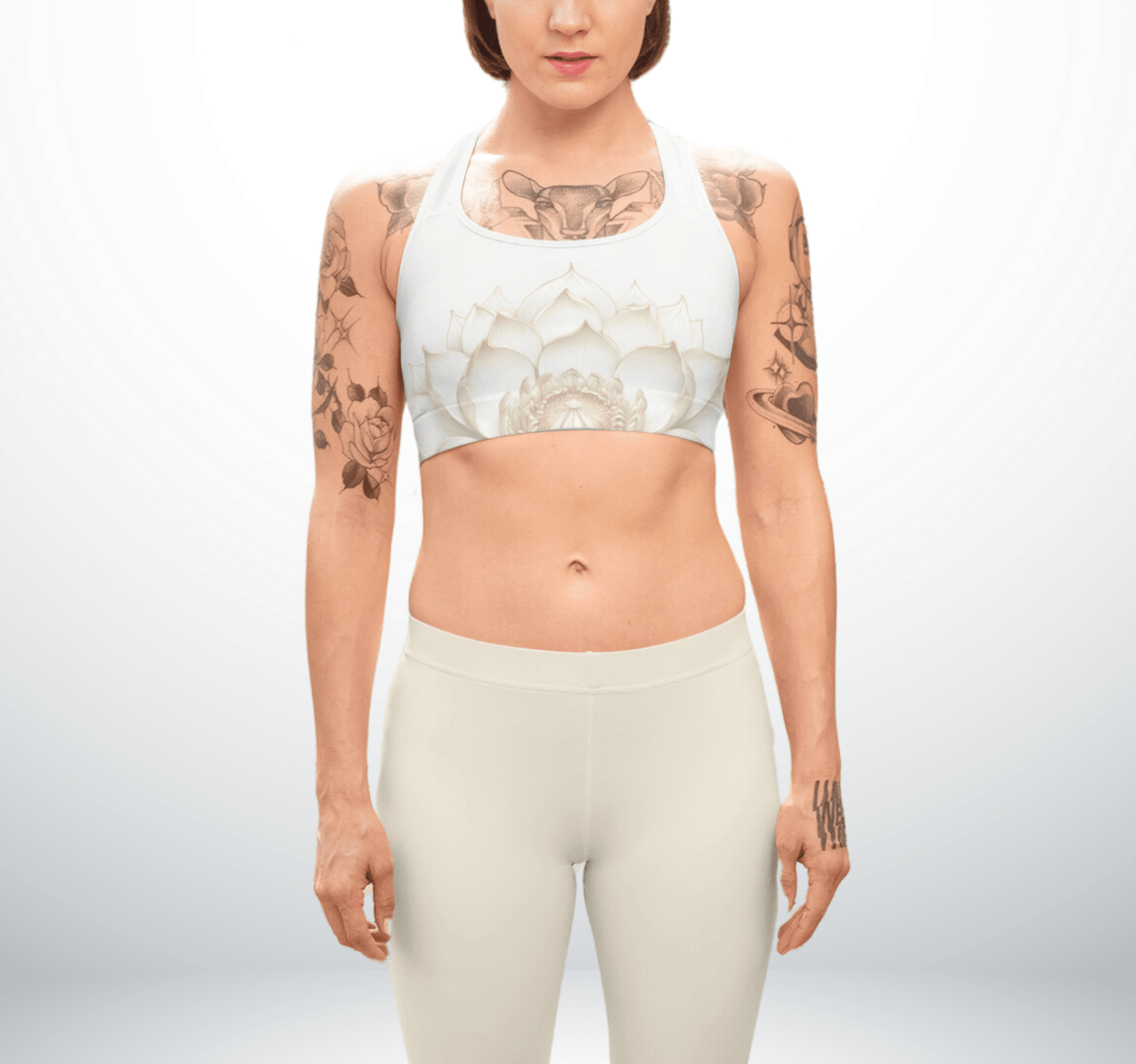 Cream Lotus Serenity Seamless Sports Bra