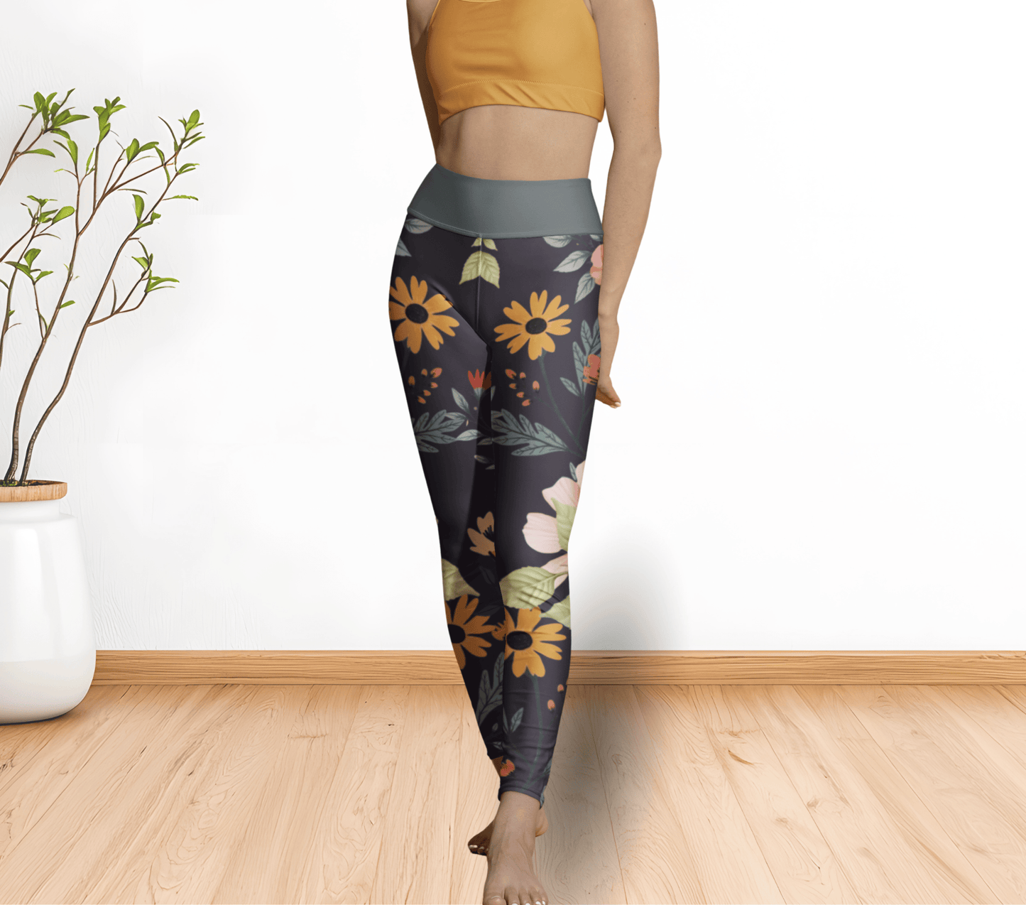 Rhodes Floral Yoga Pants Leggings for Woman