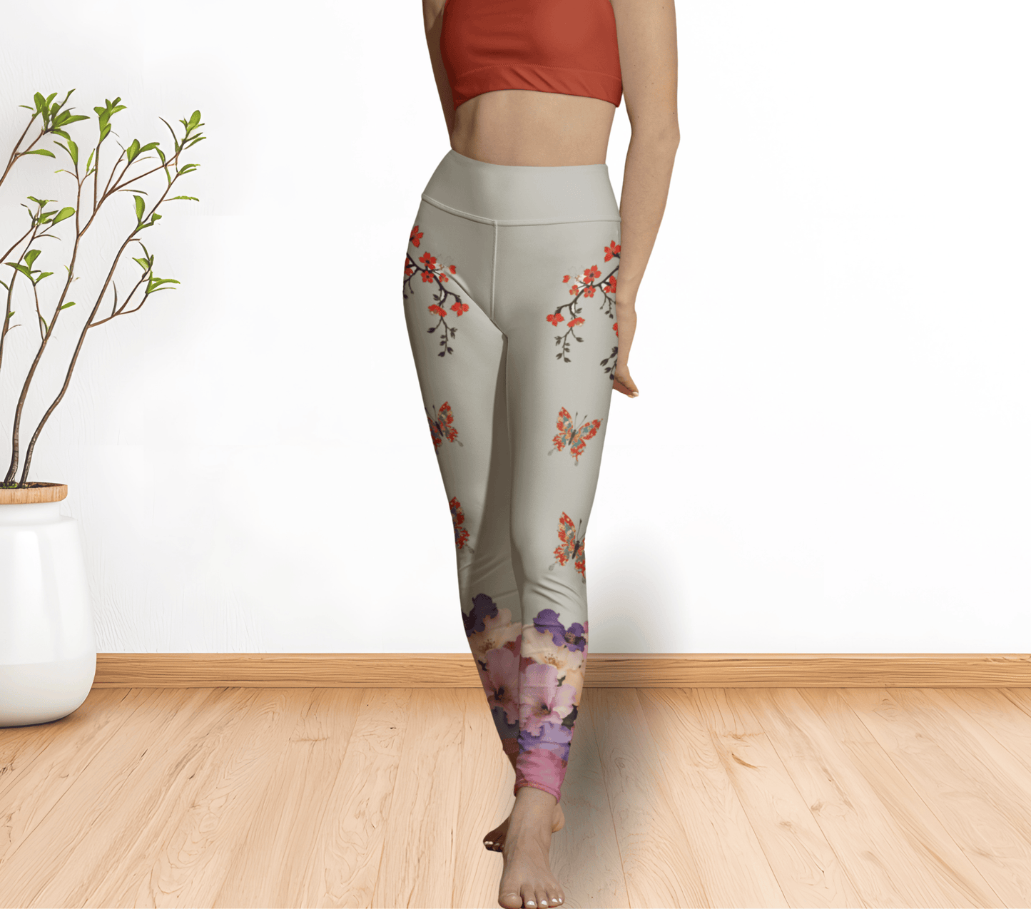 Oceana Butterfly Blossom Leggings Floral Yoga Pants WellAura Activewear