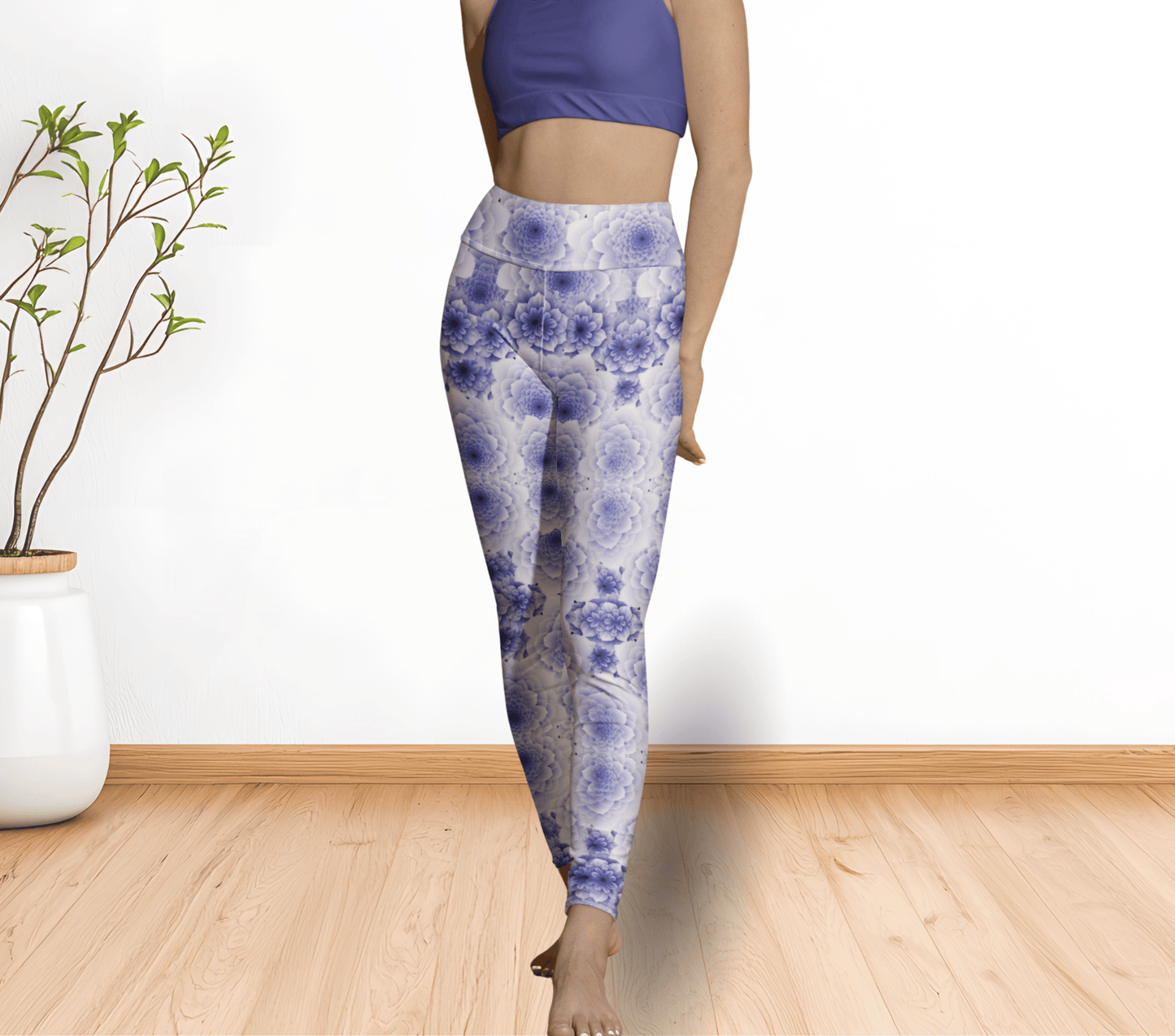 Rain Lavender Floral Yoga Pants Leggings for Women