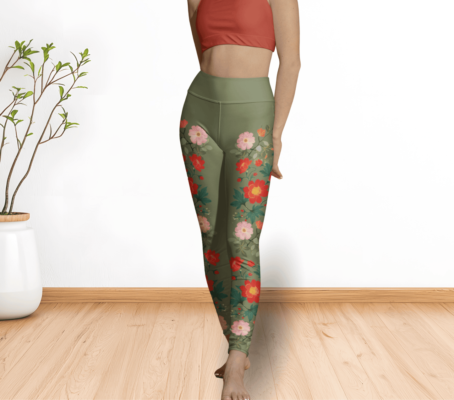 Misha Flower Leggings Stretch Waist Yoga Pants for Women