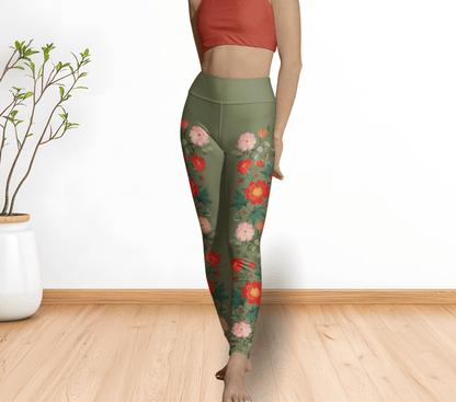 Misha Flower Leggings Stretch Waist Yoga Pants for Women