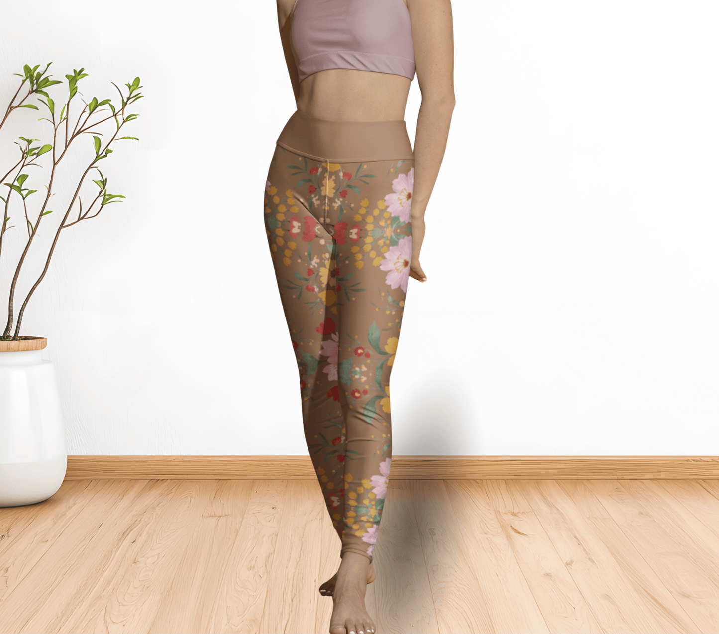 Lisari Floral Leggings for Women Waist Stretch Fit Yoga Activewear
