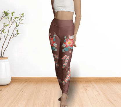 Rosette Floral Yoga Pants Leggings for Women