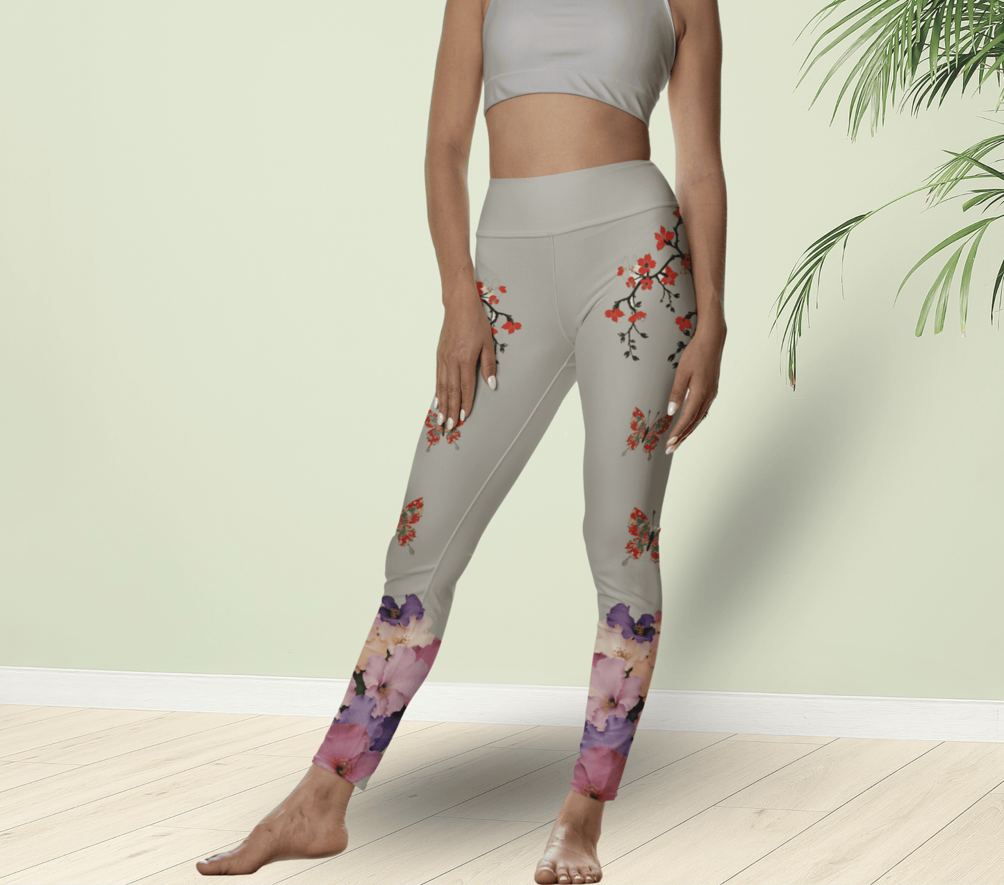 Oceana Butterfly Blossom Leggings Floral Yoga Pants WellAura Activewear