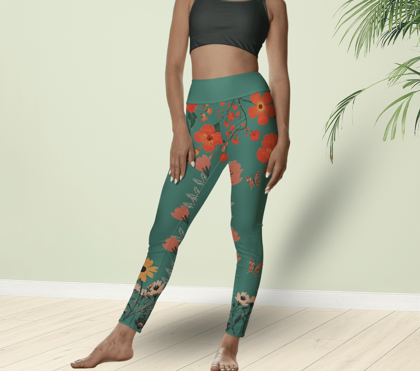 Nist Flower Leggings for Women Waist Stretch Fit Yoga Activewear