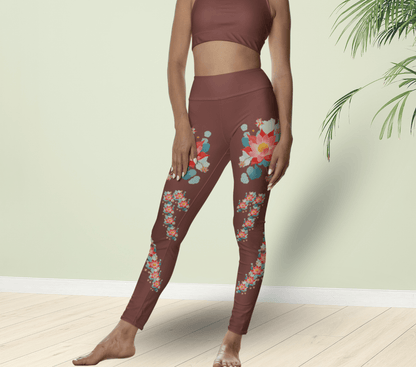 Rosette Floral Yoga Pants Leggings for Women
