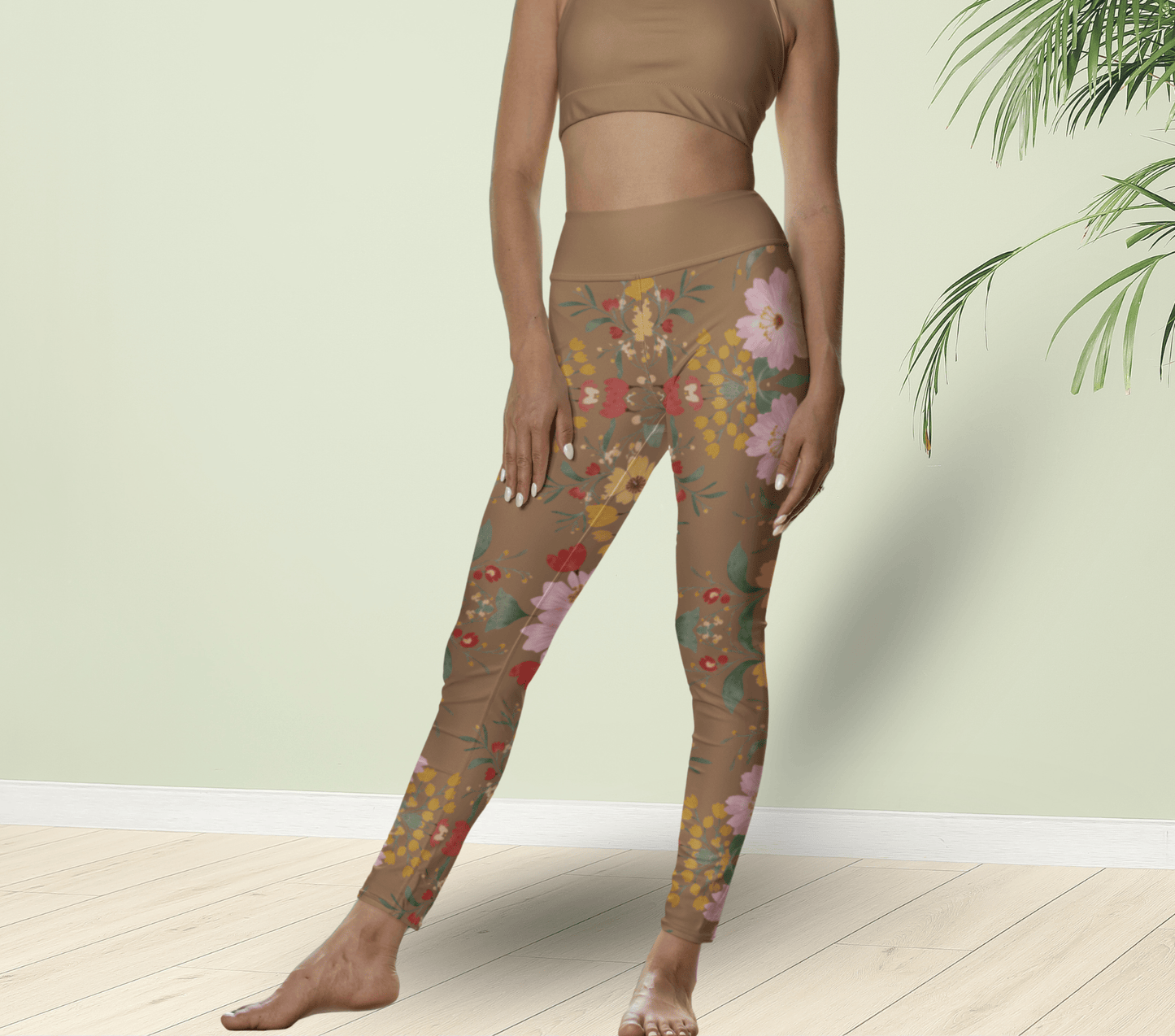 Lisari Floral Leggings for Women Waist Stretch Fit Yoga Activewear